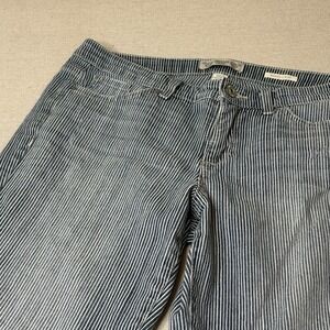 Vintage America Blues Women's Striped Lightly Distressed Boho Cropped Jeans Sz 6